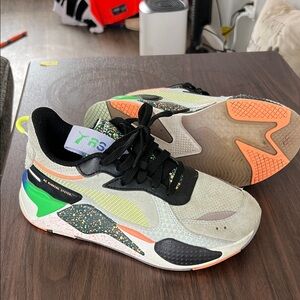 Puma Kids Multicolor Sneakers with Green and Orange Accents